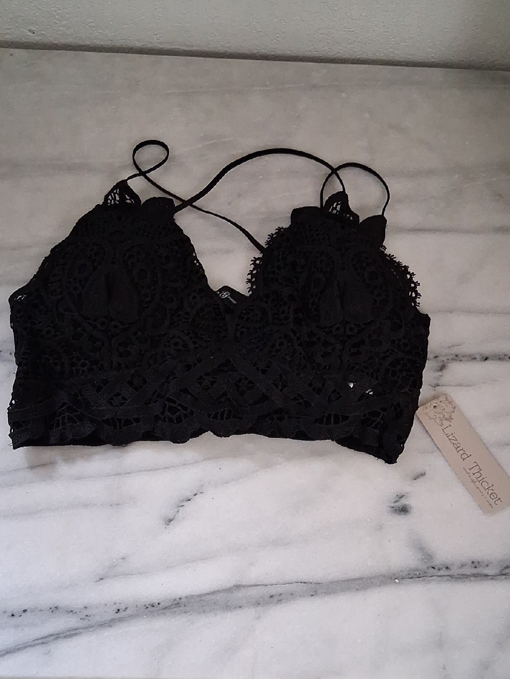 Lizard Thicket Black Crochet Lace Bandeau Bralette